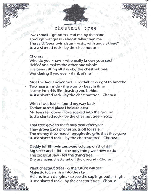 Chestnut tree song lyrics
