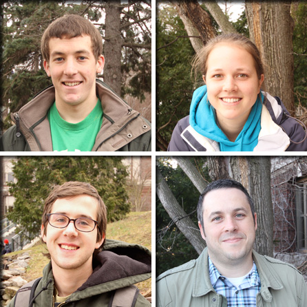 Clockwise from top left: Patrick Hulle, Lauren Stevens, Tim McCoy, Gennaro Falco