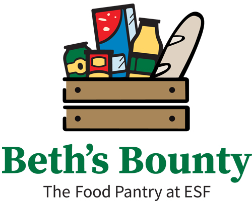 Beth's BountyThe food pantry at ESF, a crate with bread and some bottles