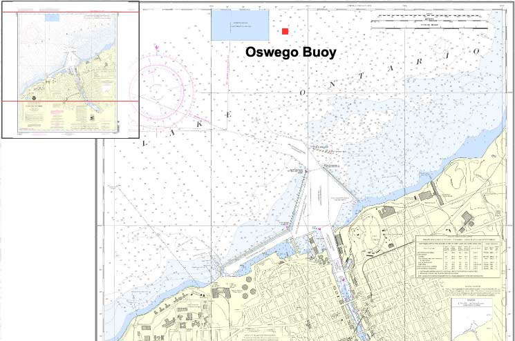 map of lake ontario showing the location of buoy in oswego area