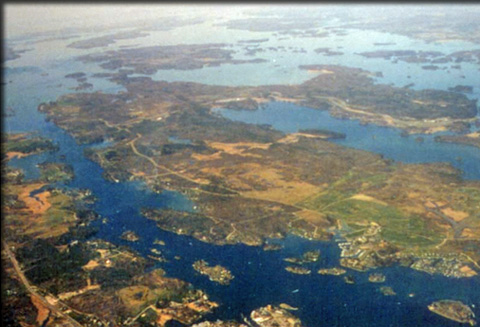 aerial view of st. lawrence river thousand islands