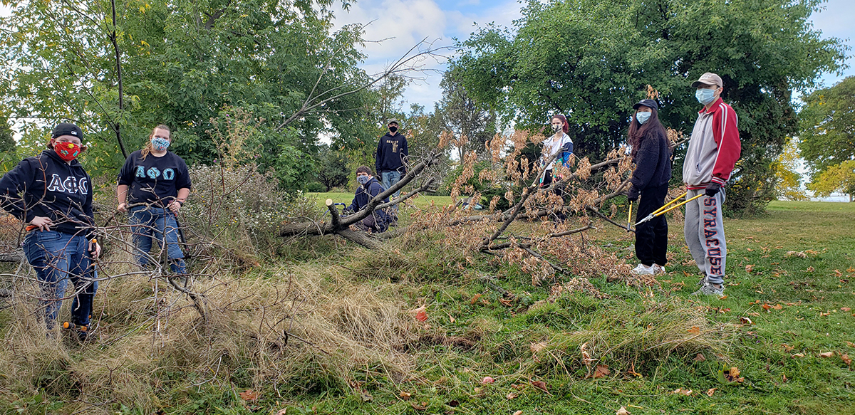 ESF students clear brush at Thornden Park