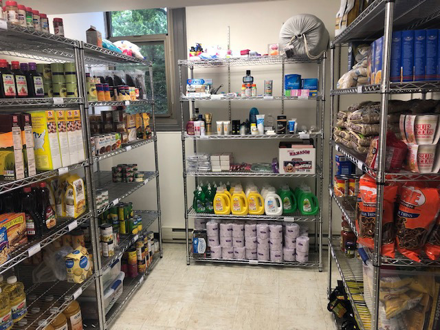 image of food pantry with fully stocked shelves