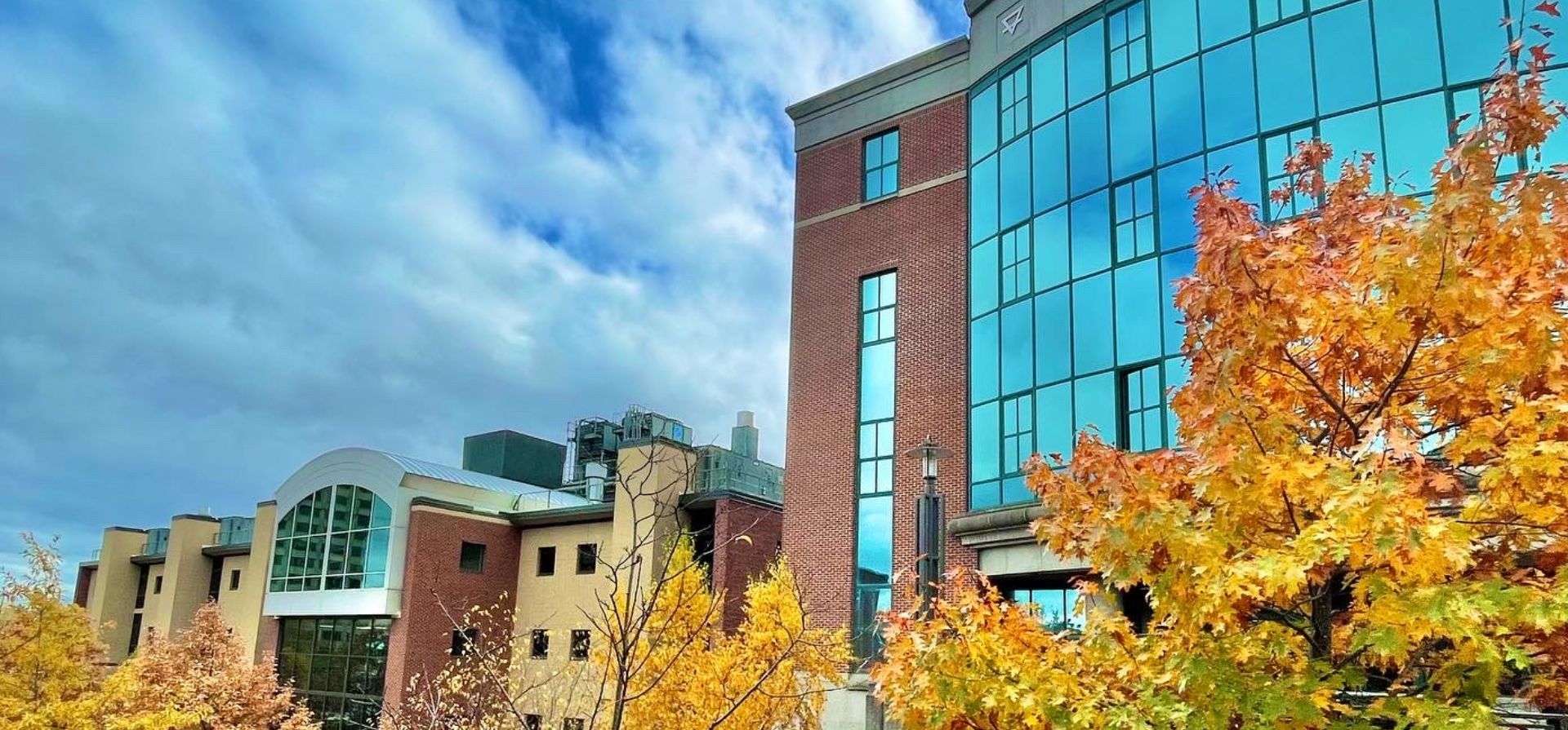 Photo of blue skies and Jahn and Baker Laboratories on the ESF campus.