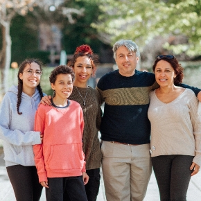 Family posing at orientation.