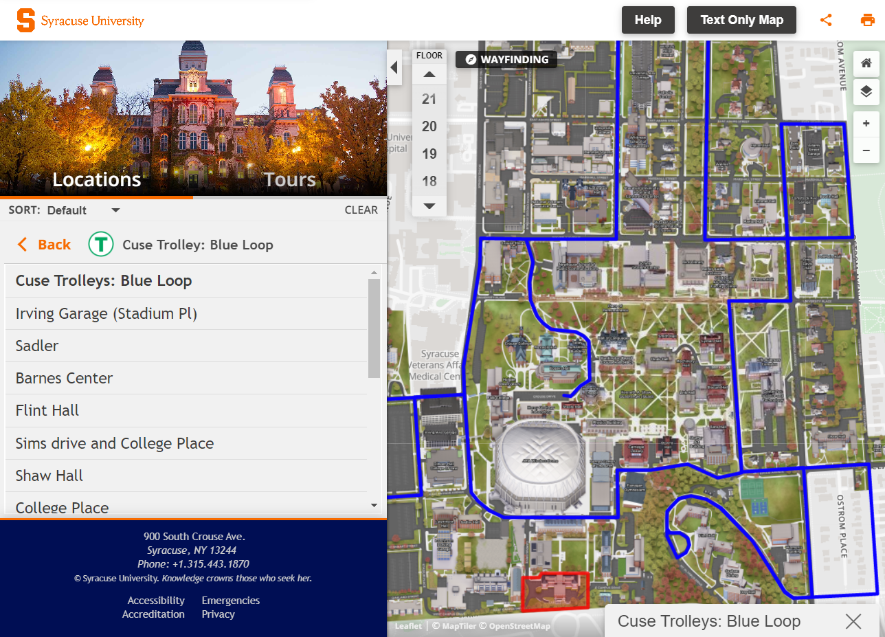 snip of Su interactive bus and trolley map