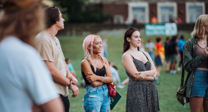 Students on the quad during new student orientation.