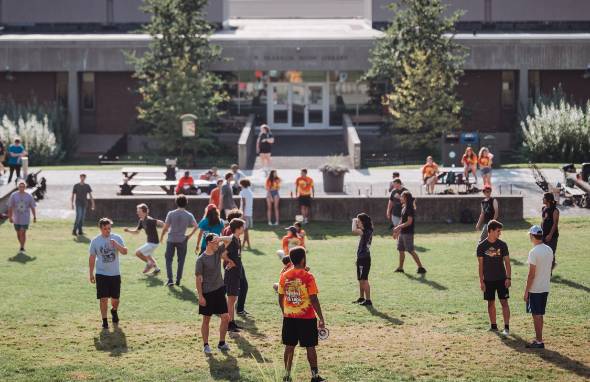 Photo of students on the quad