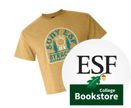 ESF College Bookstore logo and ESF t-shirt