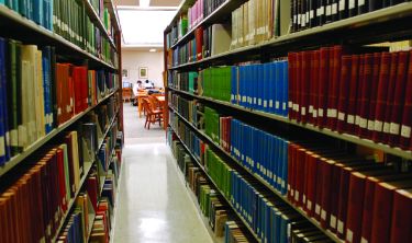 Photo of stacks in Moon Library