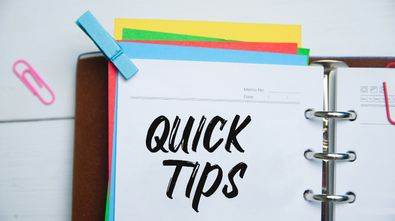 Open planner and text reading Quick Tips.