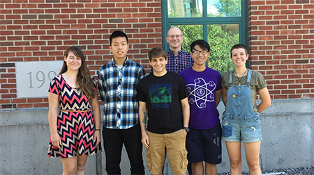 Ted Dibble with students in 2018
