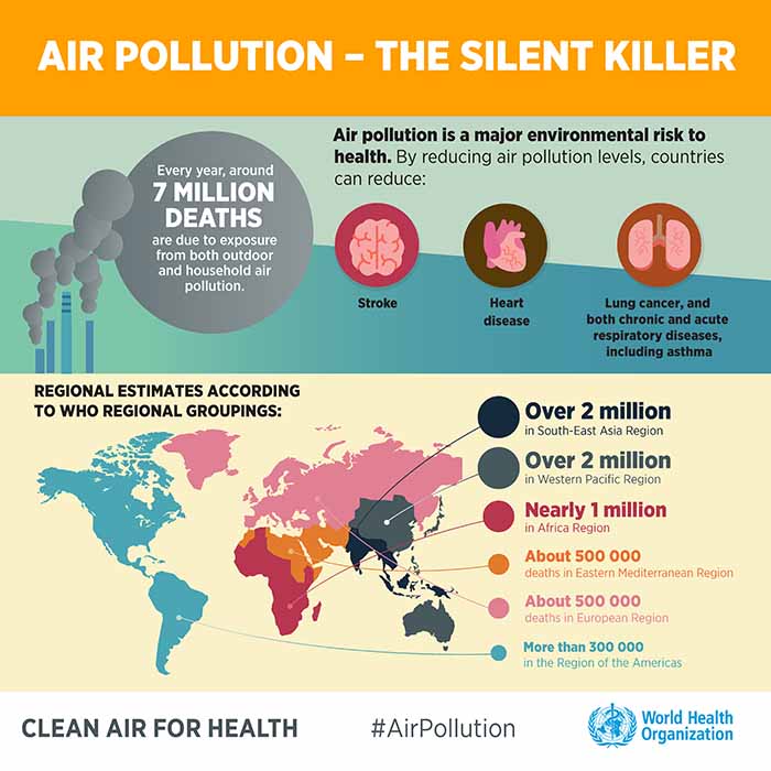 Infographic about Air pollution, the silent killer, 2019.
