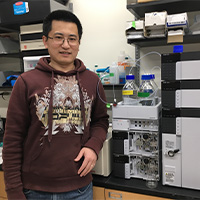 Dr. Lei Xue in a lab