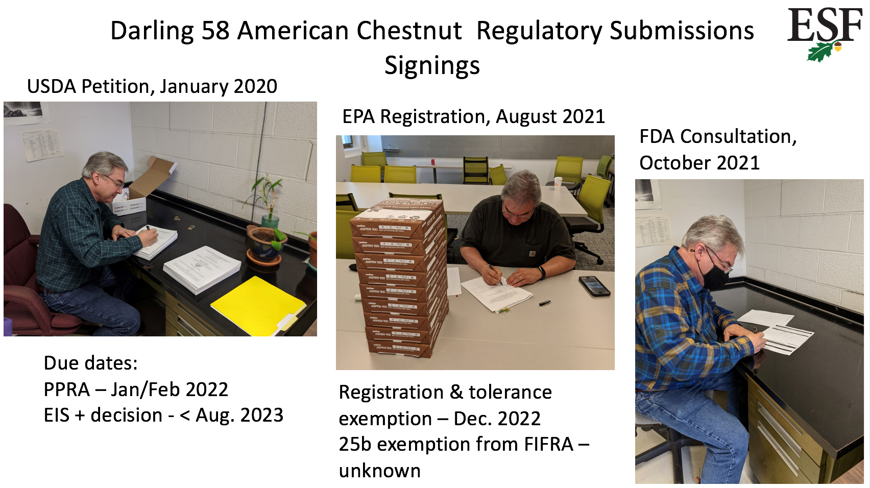 Bill Powell signing U S D A petition, E P A registration and F D A consultation