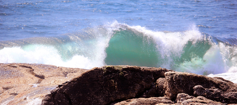 Wave breaking on Atlantic shoreline