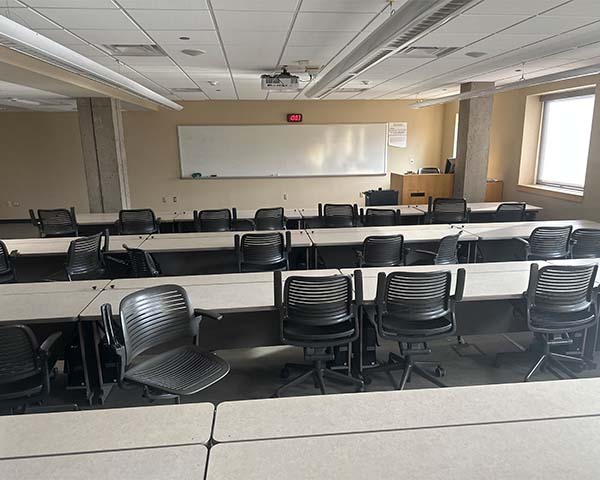 view of the front of the room 437 in Baker Laboratory