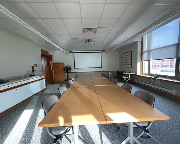 view of the back of the room 217 in Bray Hall