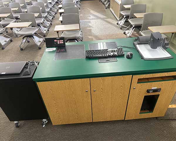 Teaching station in room 313 Bray Hall