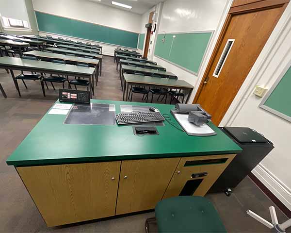 Teaching station in room 321 Bray Hall