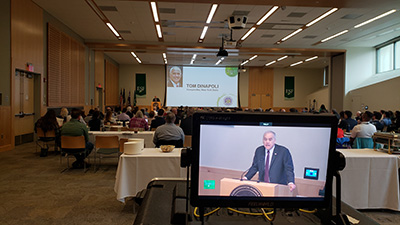 Tom Dinapoli, Comptroller, New York State speaking at Gateway. The event is being recorded