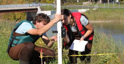 Students working in the field