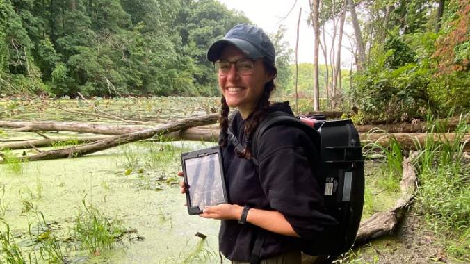 Student in field