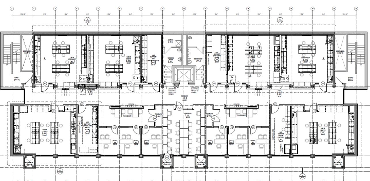 Proposed floor plan for 4th floor of Walters renovations.