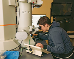 Student working in the lab