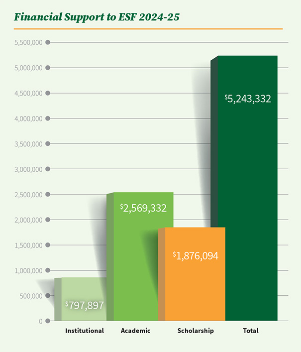 Bar graph showing financial support to E S F