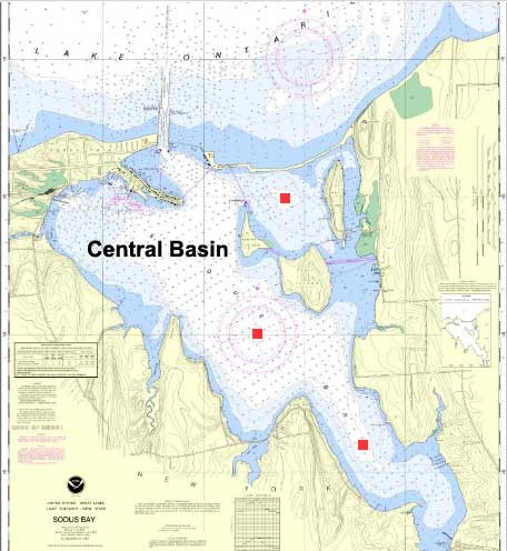 map of central basin showing the location of buoys