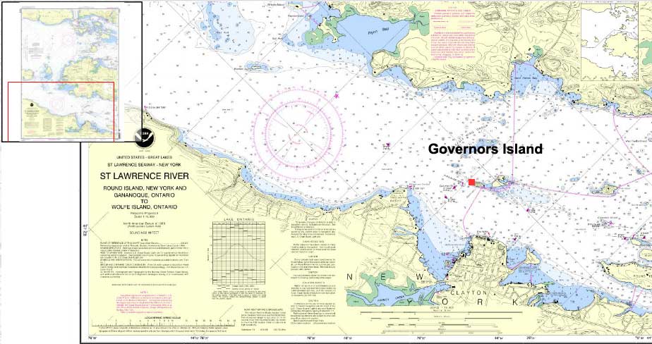 Map of Governaors Island showing the location of a buoy