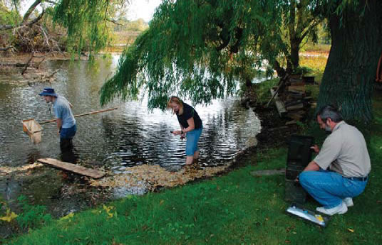 researchers collecting samples