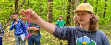 Students working in the field.