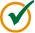 Green checkmark in an orange circle