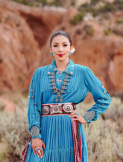 Amber Ballenger in her traditional clothes