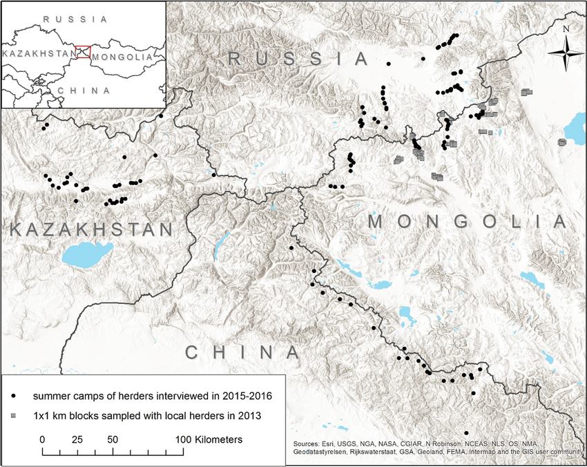 map of the altai mountain region of mongolia