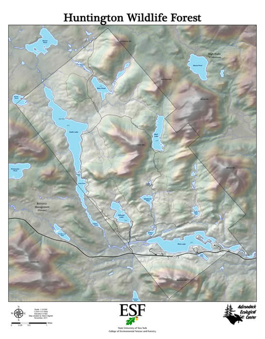 map of huntington wildlife forest