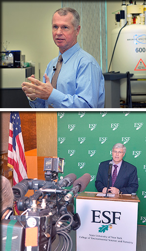 SUNY Upstate and ESF at press conference about the new N M R federal grant