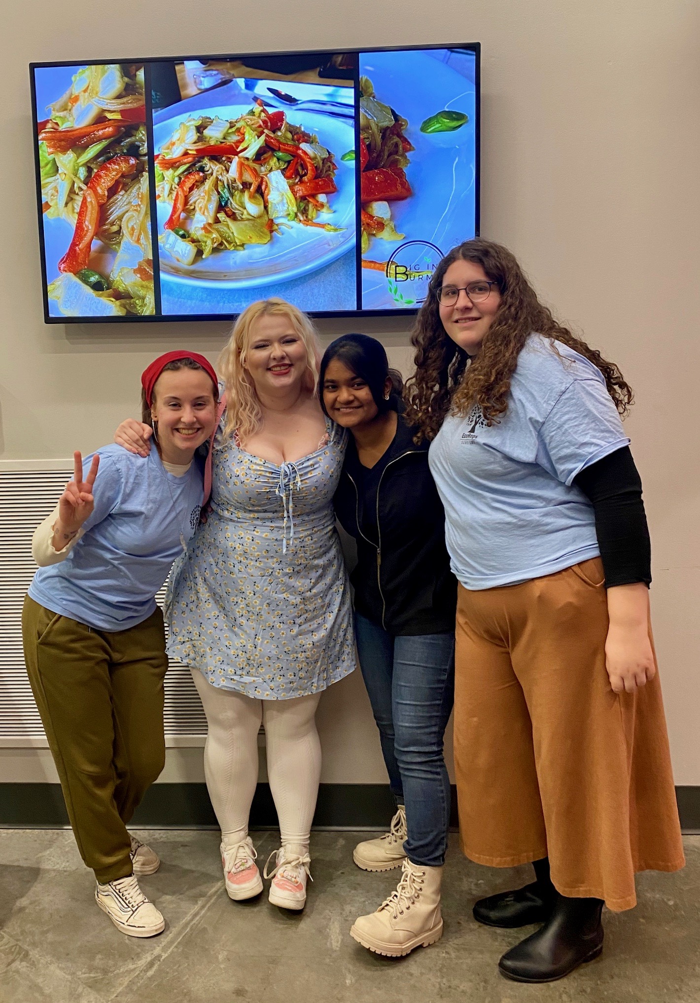 Eco reps at the musuem of science and technology from right evangeline delovich, Bella Osborn, Abhinaya Polka and Kathryn Resanovich