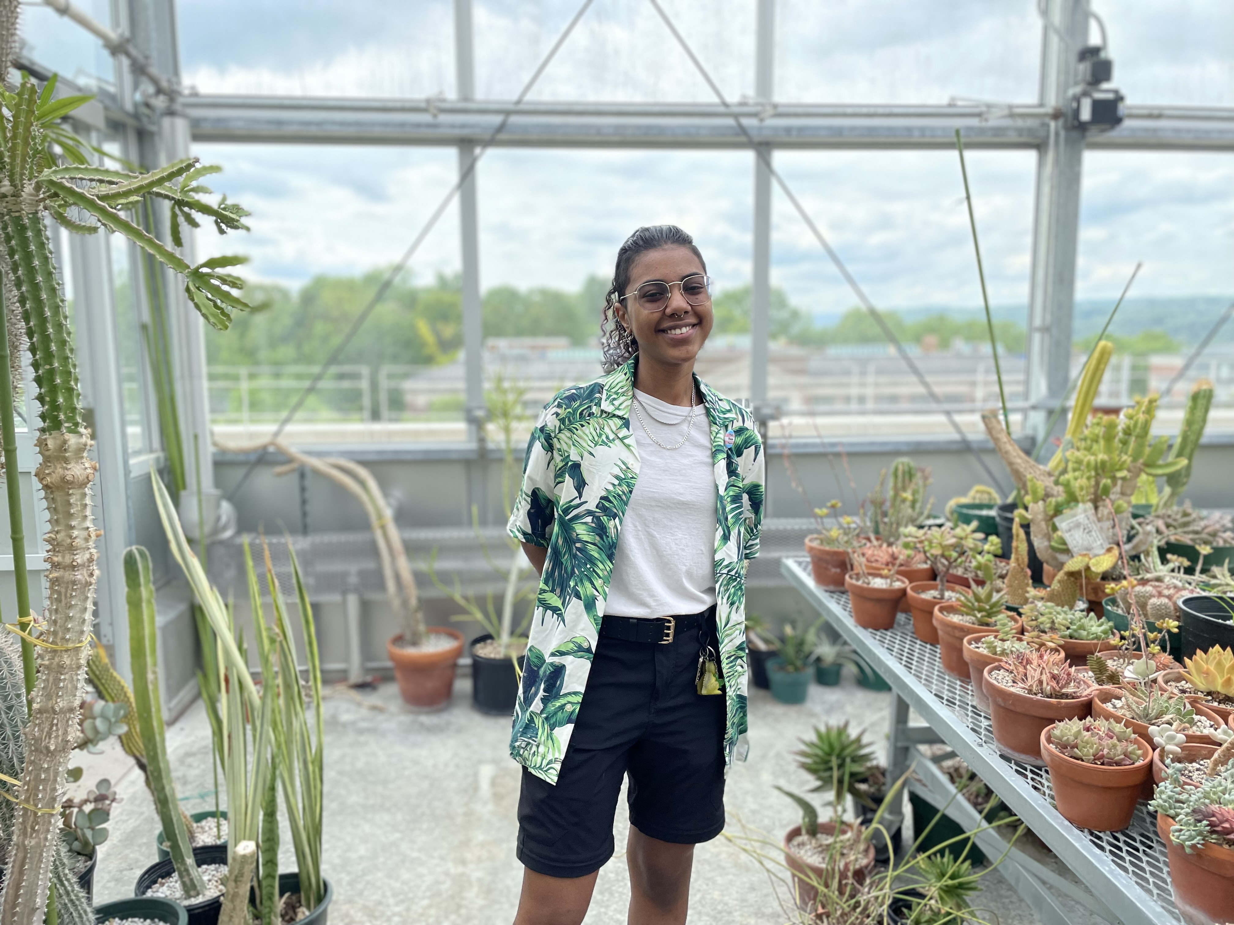 KC Coryatt in the greenhouse
