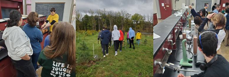 Photos of students working in a variety of settings.