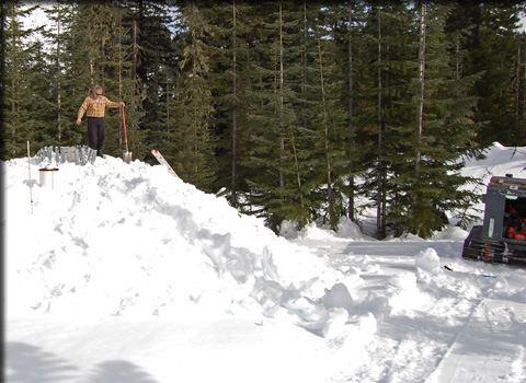 Snow overwhelms a high elevation rain gauge