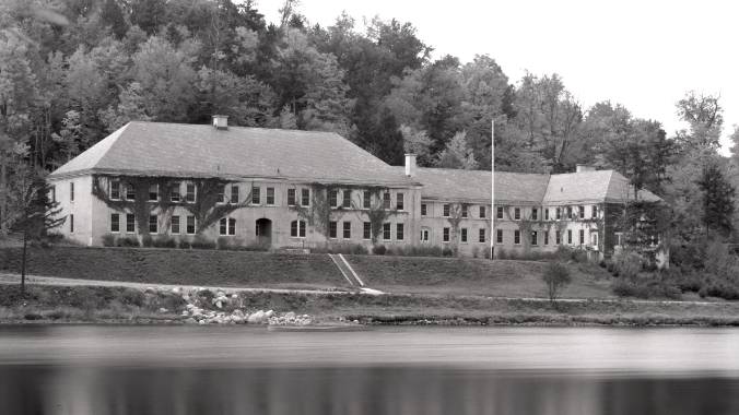 Black and white photo of the historical Ranger School property.