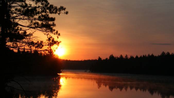 Sun setting over Wanakena, NY