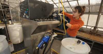 Student working with equipment.