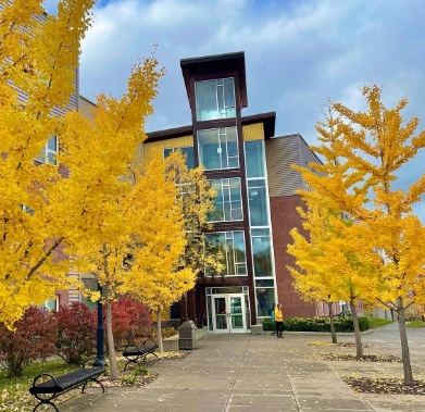 Photo of Centennial Hall main entrance.