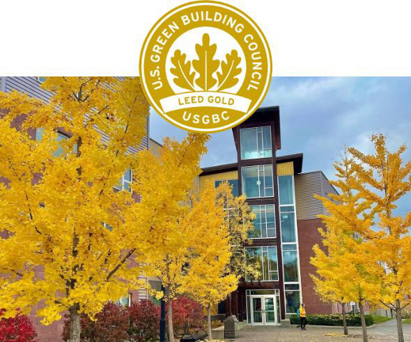 LEED gold certification from USGBC for Centennial Hall
