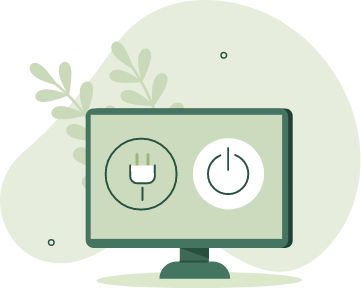 Image of a computer screen showing power symbols.