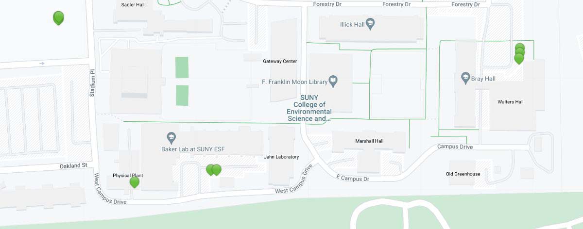 Map showing EV charging stations